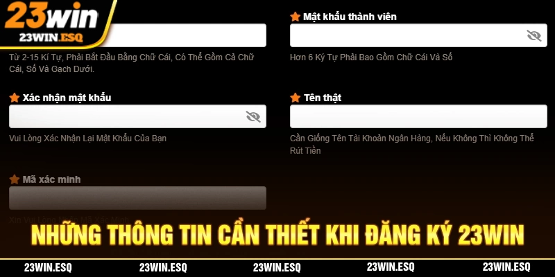 23WIN🎖️Link Đăng Nhập 23WIN.COM Chính Thức 2026 | Tặng 233K 20 Những thông tin mà bạn cần cung cấp trong quá trình đăng ký 23WIN